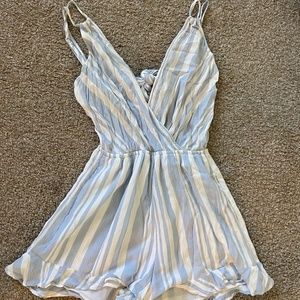 Blue and White Striped Romper from American Eagle